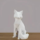 Modern matte white geometric fox sculpture living room decor