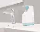 Modern matte white & teal soap pump dispenser kitchen space saving