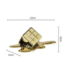 Modern melting geometric gold resin cube living room sculpture
