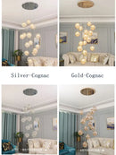 Modern mesh crystal ceiling chandelier living room spherical light