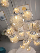 Modern mesh crystal ceiling chandelier living room spherical light