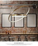 Modern metallic circle rings led pendant lamp for dining room