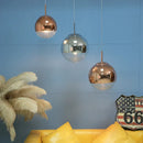 Modern metallic glass ball electroplate pendant light for kitchen