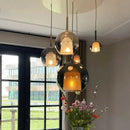 Modern metallic spherical designer glass chandelier dining room light