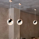 Modern metallic tri color ball pendant lights for living room