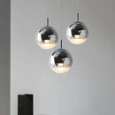Modern metallic tri color ball pendant lights for living room