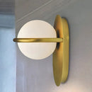 DecorBites™ Modern Milk Glass Wall Light with Oval Metal Backplate in Black/Gold for Bedroom Sconce Lighting