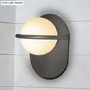 DecorBites™ Modern Milk Glass Wall Light with Oval Metal Backplate in Black/Gold for Bedroom Sconce Lighting