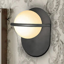 DecorBites™ Modern Milk Glass Wall Light with Oval Metal Backplate in Black/Gold for Bedroom Sconce Lighting
