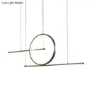 Modern minimalist black & gold dual lines pendant light kitchen island