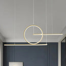 Modern minimalist black & gold dual lines pendant light kitchen island