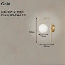 Modern minimalist black & gold frosted glass led wall lamp bedroom