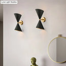 DecorBites™ Modern Metal Hourglass Wall Mount Light Fixture with 2 Bulbs - Black Wall Lighting