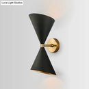 DecorBites™ Modern Metal Hourglass Wall Mount Light Fixture with 2 Bulbs - Black Wall Lighting