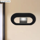 Modern minimalist black & grey oval shade wall lamp bedroom lighting
