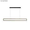 Modern minimalist black rectangle frame iron island light dining room