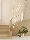 DecorBites™ Black Round Tube LED Chandelier for Duplex Loft Stair - Interior Lighting Decoration