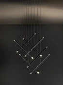 DecorBites™ Black Round Tube LED Chandelier for Duplex Loft Stair - Interior Lighting Decoration