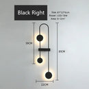 Modern minimalist black triple circle led wall light bedroom sconce