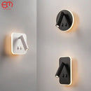 Modern minimalist black & white adjustable wall lamp for bedroom