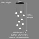 Modern minimalist black & white creative led chandeliers living room