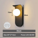 Modern minimalist black & white frosted glass ball led wall lamp bedroom