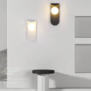 Modern minimalist black & white frosted glass ball led wall lamp bedroom