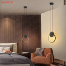 Modern minimalist black & white ring pendant lamp dining room led