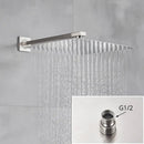 Modern minimalist brushed nickel shower system with rain shower head bathroom