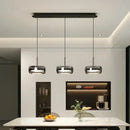 Modern minimalist chrome and glass dining pendant light