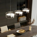 Modern minimalist chrome and glass dining pendant light