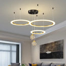 Modern minimalist circle ring pendant light with crystal bedroom chandelier