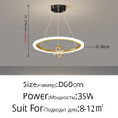 Modern minimalist circle ring pendant light with crystal bedroom chandelier