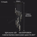 Modern minimalist crystal chrome led chandelier stairwell pendant light