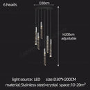 Modern minimalist crystal chrome led chandelier stairwell pendant light