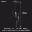 Modern minimalist crystal chrome led chandelier stairwell pendant light