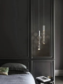 Modern minimalist crystal chrome led chandelier stairwell pendant light