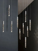 Modern minimalist crystal chrome led chandelier stairwell pendant light