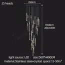 Modern minimalist crystal chrome led chandelier stairwell pendant light