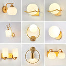 Modern minimalist glass shade gold wall lamp for bedroom