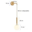 Modern minimalist glass shade gold wall lamp for bedroom