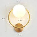 Modern minimalist glass shade gold wall lamp for bedroom