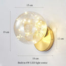 Modern minimalist glass shade gold wall lamp for bedroom