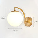 Modern minimalist glass shade gold wall lamp for bedroom