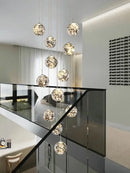 Modern minimalist gold decorbites glass chandelier staircase light