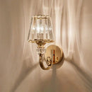 Modern minimalist gold wall lamp with crystal shade for bedroom