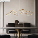Modern minimalist golden led ring hanging light for dining room