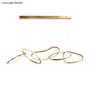 Modern minimalist golden led ring hanging light for dining room