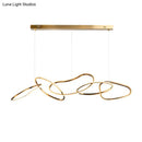 Modern minimalist golden led ring hanging light for dining room