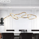 Modern minimalist golden led ring hanging light for dining room